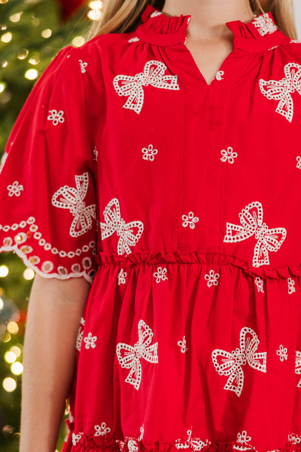 Girls: The Stephanie Red Eyelet Dress