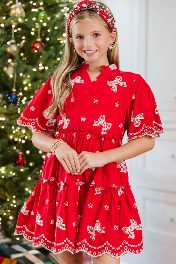 Girls: The Stephanie Red Eyelet Dress