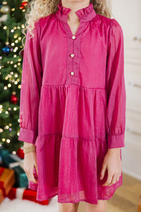 Girls: The Payton Fuchsia Shimmer Textured Dress