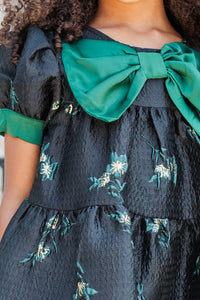 Girls: The Nice List Emerald Brocade Babydoll Dress