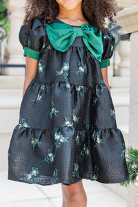 Girls: The Nice List Emerald Brocade Babydoll Dress