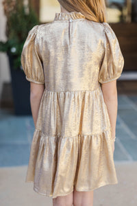 Girls: The Addison Gold Shimmer Dress