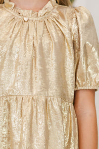 Girls: The Addison Gold Shimmer Dress