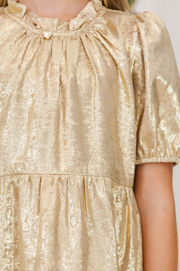 Girls: The Addison Gold Shimmer Dress