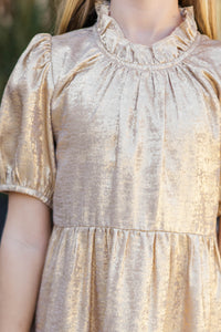 Girls: The Addison Gold Shimmer Dress