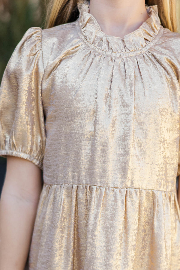 Girls: The Addison Gold Shimmer Dress
