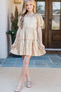 Girls: The Addison Gold Shimmer Dress