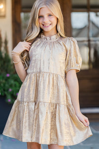 Girls: The Addison Gold Shimmer Dress