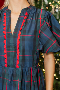 Showing You My Best Navy Plaid Midi Dress