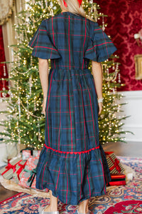 Showing You My Best Navy Plaid Midi Dress