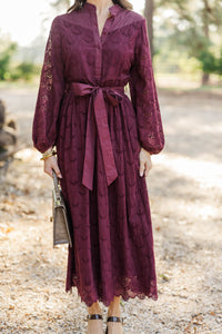 Sweet Harmony Burgundy Eyelet Dress