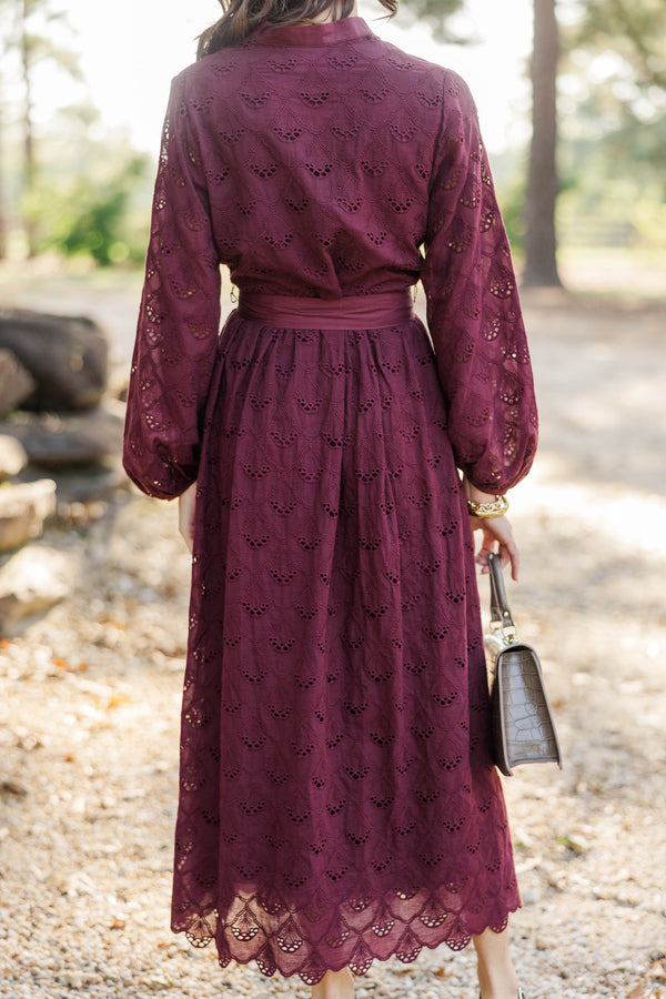 Sweet Harmony Burgundy Eyelet Dress