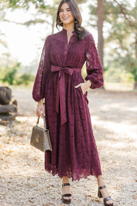 Sweet Harmony Burgundy Eyelet Dress