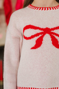 Girls: Wrapped With A Bow Cream Sweater