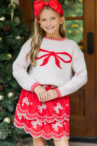 Girls: Wrapped With A Bow Cream Sweater