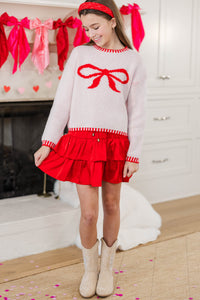 Girls: Wrapped With A Bow Cream Sweater