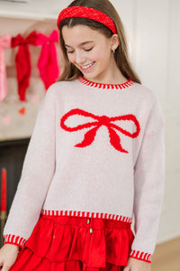 Girls: Wrapped With A Bow Cream Sweater
