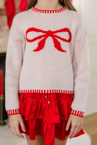 Girls: Wrapped With A Bow Cream Sweater