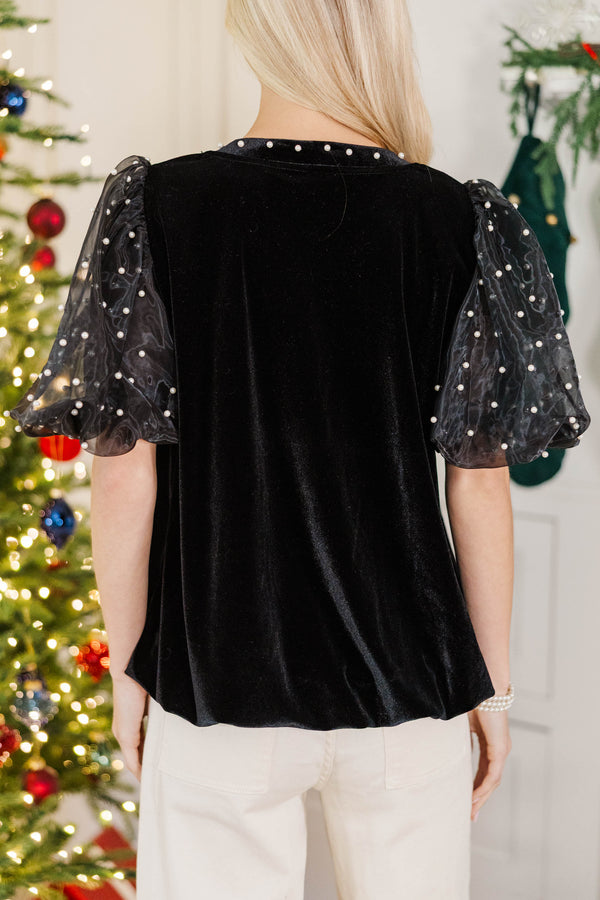 The Georgia Black Velvet Blouse