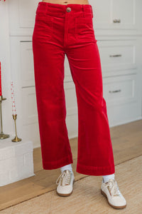 Big Dreams Red Corduroy Wide Leg Jeans