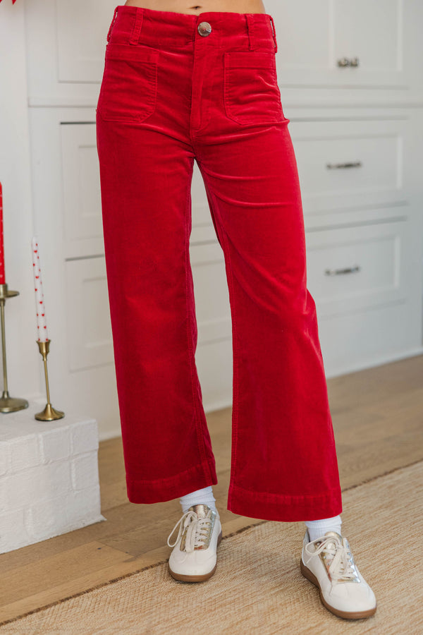 Big Dreams Red Corduroy Wide Leg Jeans