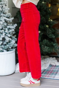 Big Dreams Red Corduroy Wide Leg Jeans