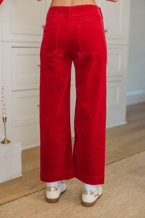 Big Dreams Red Corduroy Wide Leg Jeans