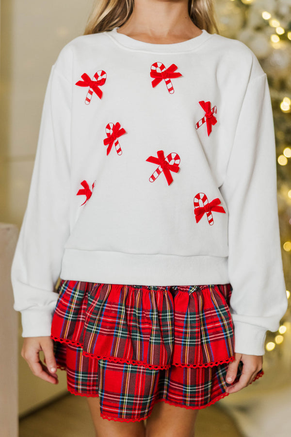 Girls: Candy Cane Lane White Sweatshirt