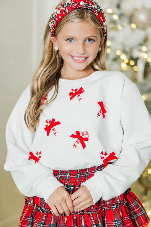 Girls: Candy Cane Lane White Sweatshirt