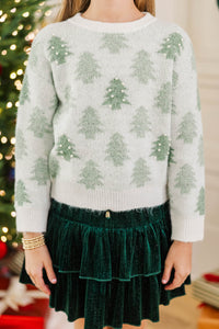 Girls: In The Spirit Cream Christmas Tree Sweater