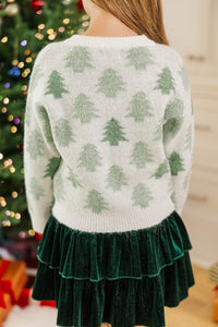 Girls: In The Spirit Cream Christmas Tree Sweater