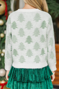 Girls: In The Spirit Cream Christmas Tree Sweater