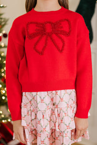 Girls: Tied With A Bow Red Sweater