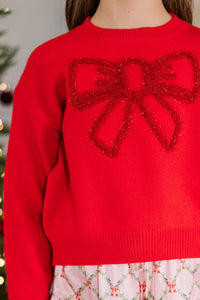 Girls: Tied With A Bow Red Sweater