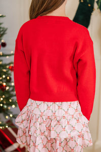 Girls: Tied With A Bow Red Sweater