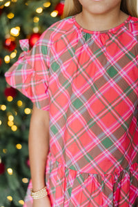 Girls: Always A Good Day Red Plaid Mini Dress