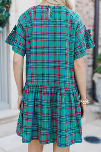 Dreaming Of The Day Emerald Plaid Babydoll Dress