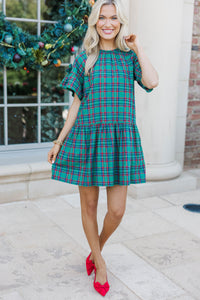 Dreaming Of The Day Emerald Plaid Babydoll Dress