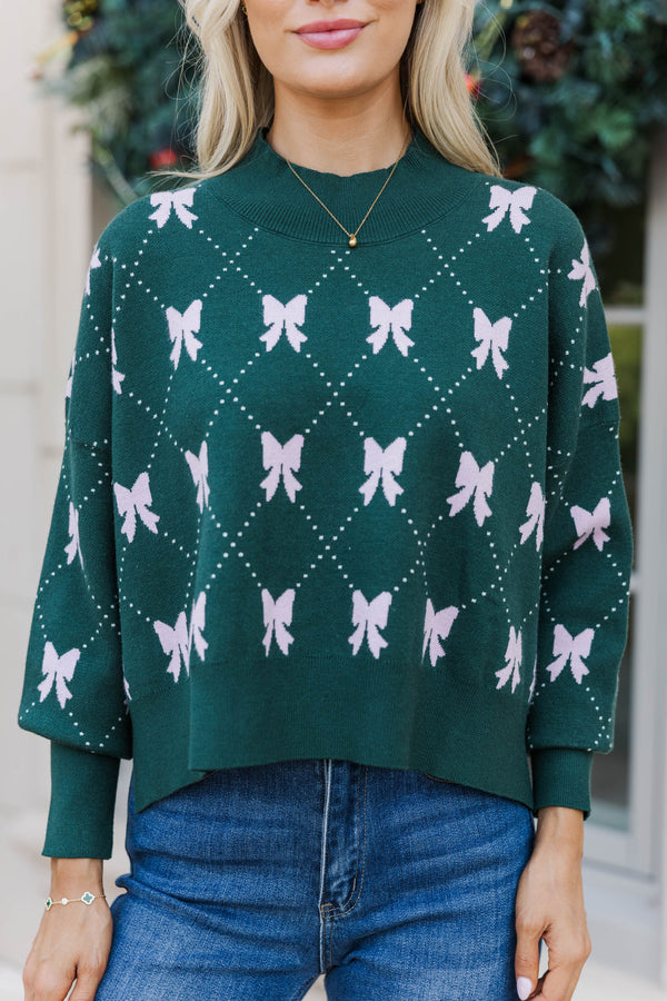 Perfectly You Emerald Bow Print Sweater