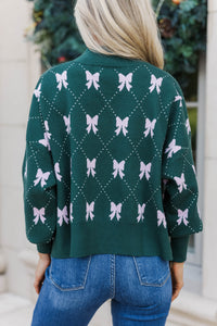 Perfectly You Emerald Bow Print Sweater