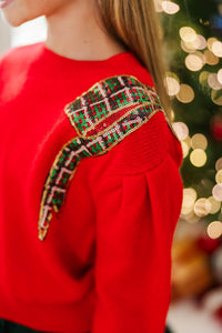 Girls: Seasons Greetings Red Sequin Sweater