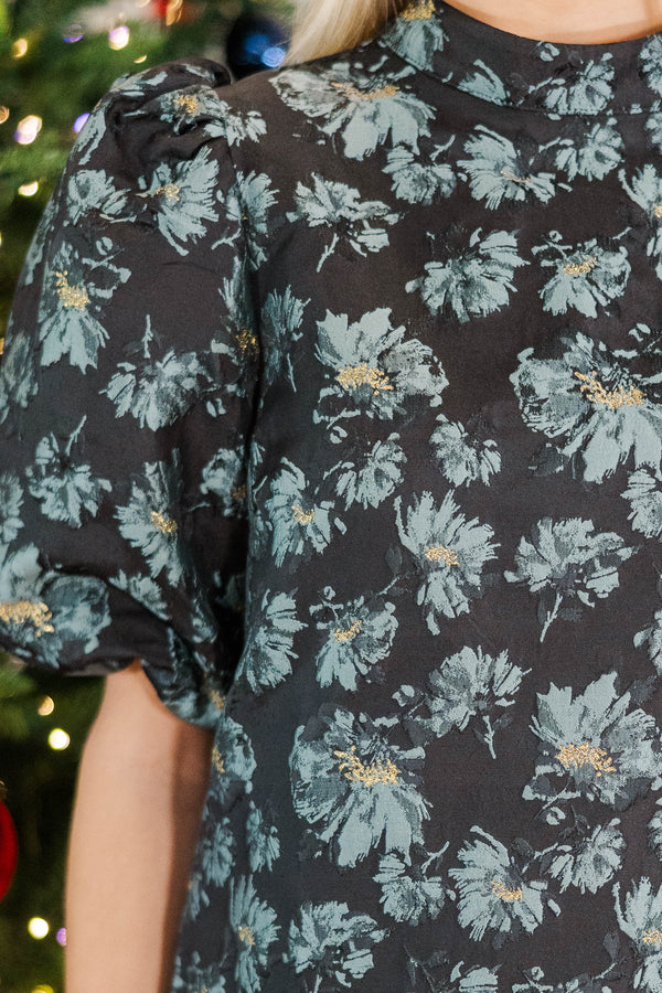 Time Goes By Black Floral Brocade Blouse