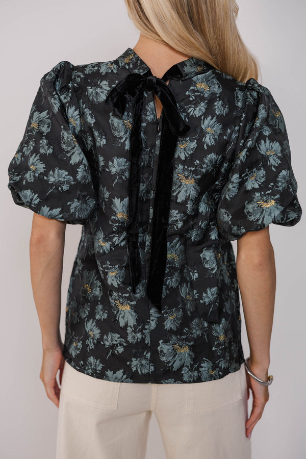 Time Goes By Black Floral Brocade Blouse
