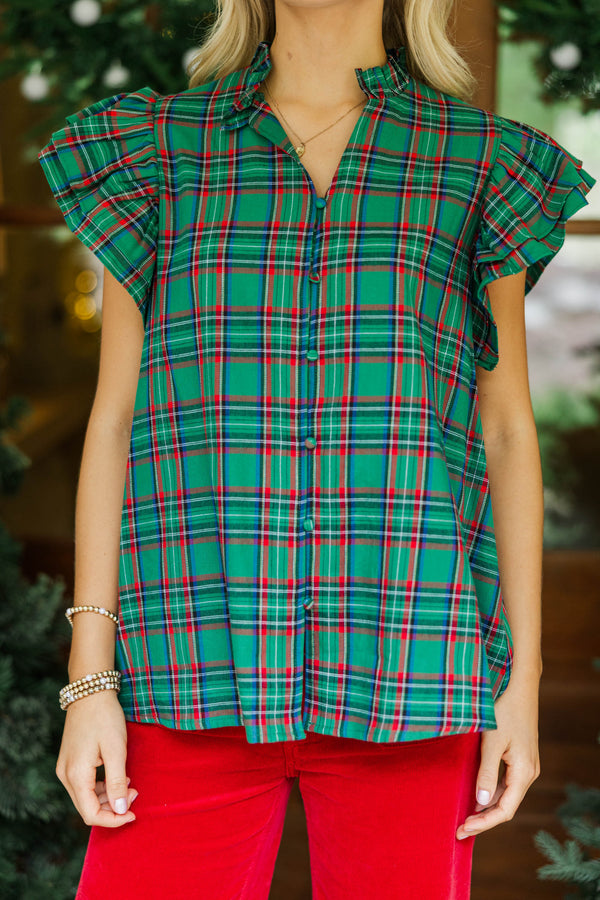 Magical Nights Emerald Plaid Blouse