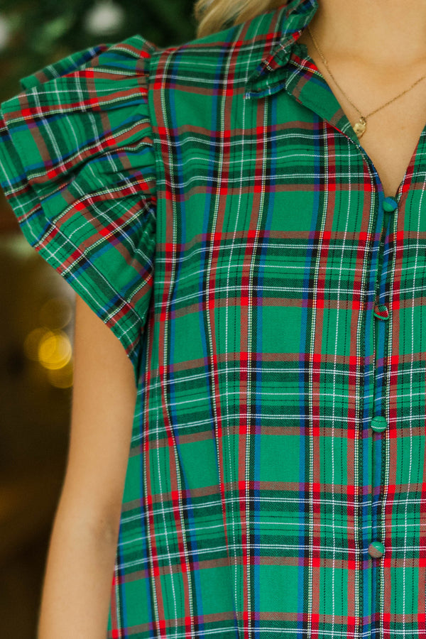 Magical Nights Emerald Plaid Blouse