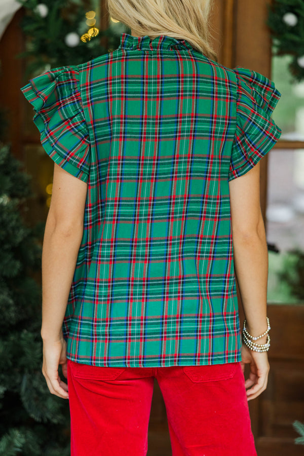 Magical Nights Emerald Plaid Blouse