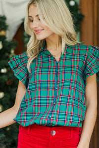 Magical Nights Emerald Plaid Blouse