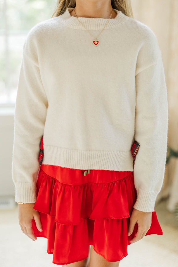 Girls: The Allie Cream Plaid Sweater