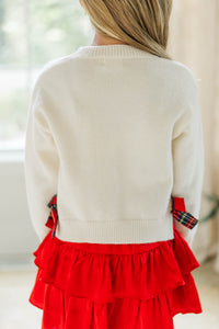 Girls: The Allie Cream Plaid Sweater