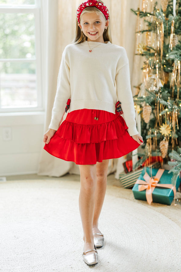 Girls: The Allie Cream Plaid Sweater